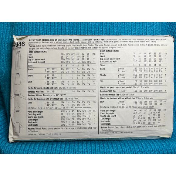 Simplicity 9946 sewing pattern shirt bandeau Skirt pants shirts size 10 - Picture 3 of 5